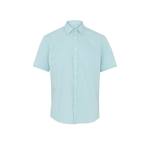 NNT Men's Avignon Fine Block Stripe Stretch Short Sleeve Shirt - Mint/White - Shirts