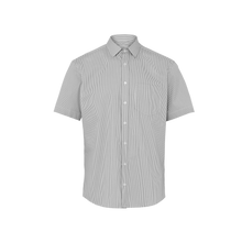 Load image into Gallery viewer, NNT Men&#39;s Avignon Fine Block Stripe Stretch Short Sleeve Shirt - Grey/White - Shirts
