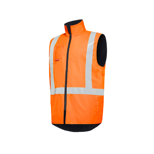 Hard Yakka Men's Hi Visibility Vest With Tape - Safety Orange - Vests