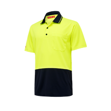 Load image into Gallery viewer, Hard Yakka Men&#39;s Core 2 Tone Short Sleeve Hi Vis Polo - Yellow/Navy - Polos
