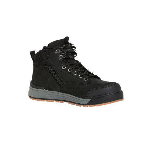 Hard Yakka Men's 3056 Lace Zip Safety Boots - Black - Safety Footwear