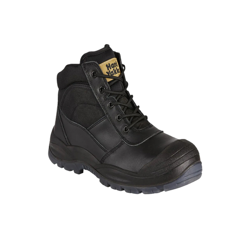 Hard Yakka Men's Utility Zip Sided Steel Toe Safety Boots - Black - Safety Footwear