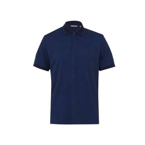 NNT Men's Textured Cotton Poly Short Sleeve Polo - Blue/Navy - Polos