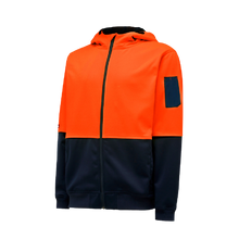 Load image into Gallery viewer, Hard Yakka Men&#39;s Hi Vis Rushed Fleece Full Zip Hoodie - Orange/Navy - Hoodies/Jumpers
