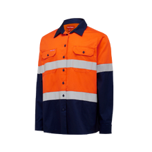 Load image into Gallery viewer, Hard Yakka Women&#39;s Core Hi Vis Lightweight 2 Tone Taped Shirt - Orange/Navy - Shirts
