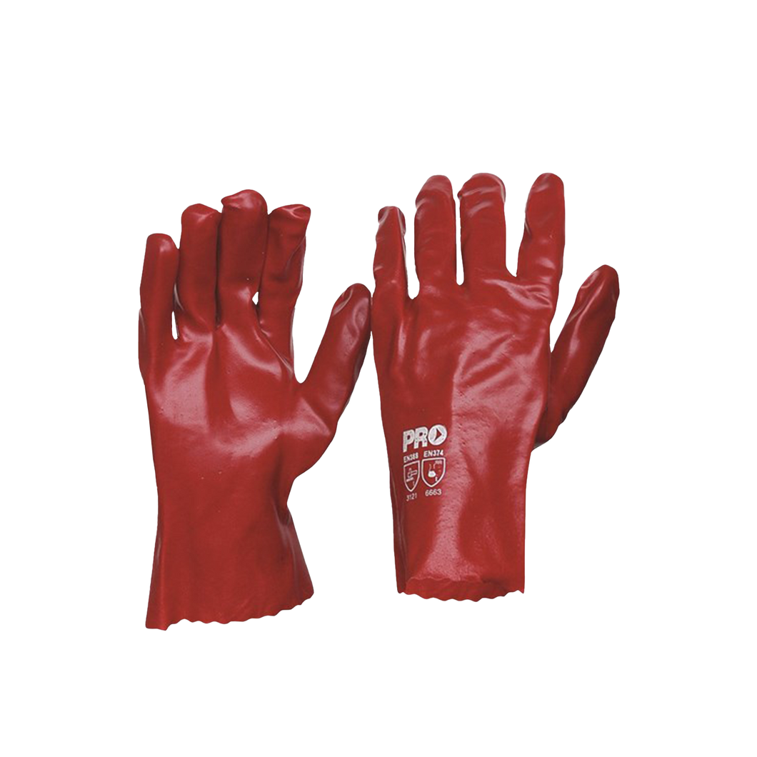 Pro Choice Unisex 27cm Red PVC Gloves - Red - Hand Protection