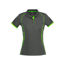 Load image into Gallery viewer, Biz Collection Women&#39;s Razor Polo - Grey/Fluoro Lime - Polos
