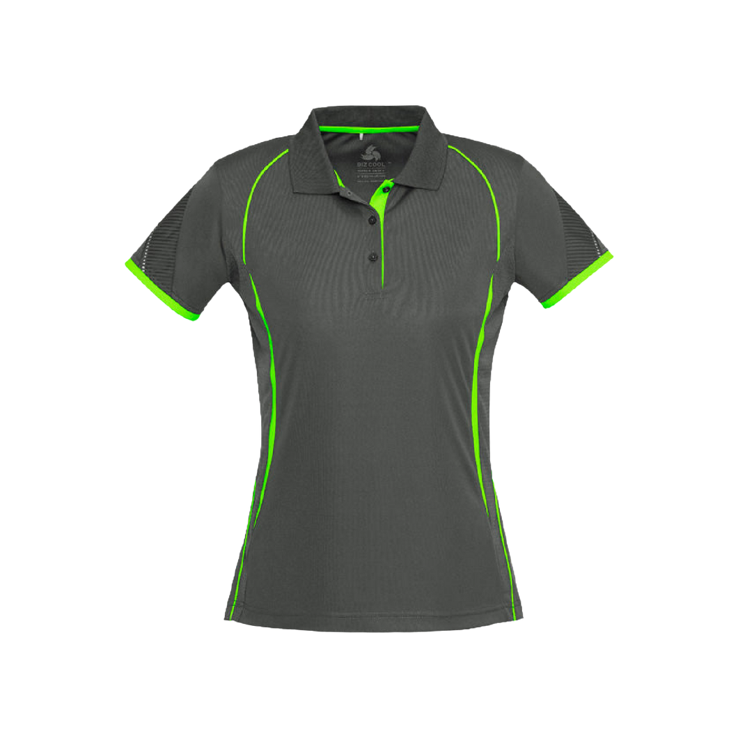 Biz Collection Women's Razor Polo - Grey/Fluoro Lime - Polos