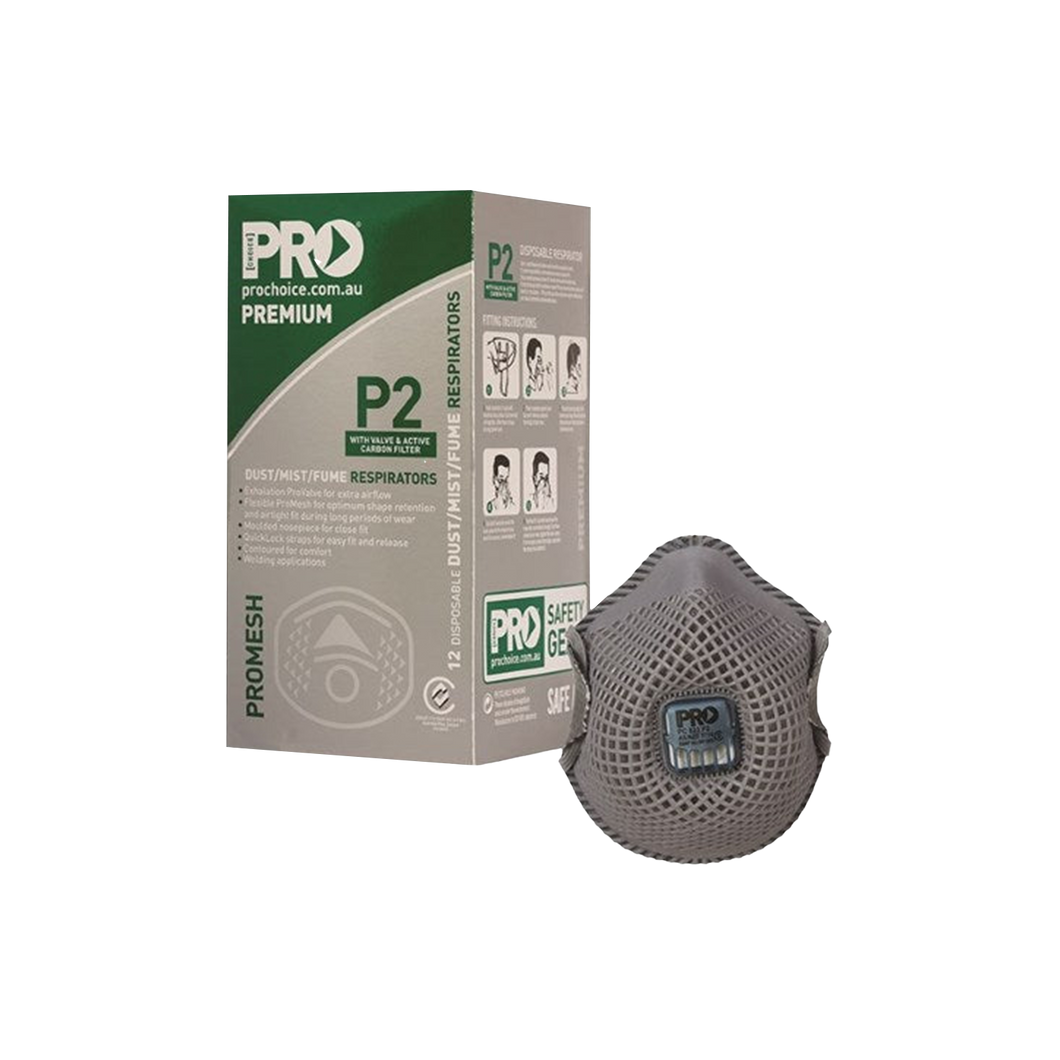 Pro Choice Dust Masks Promesh P2 + Valve + Carbon - Grey - Respiratory Protection