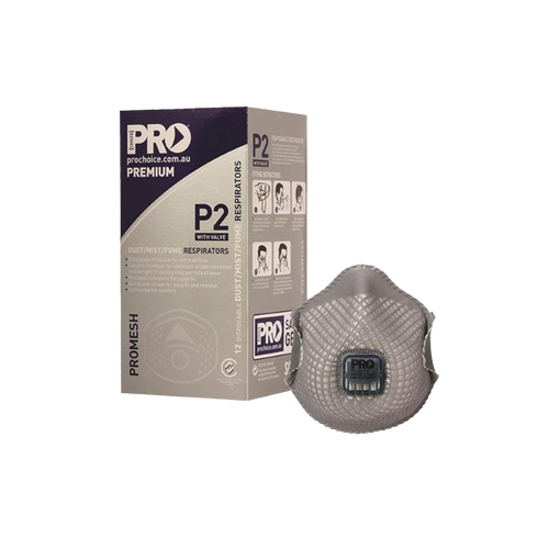 Pro Choice Dust Masks Promesh P2 + Valve - Grey - Respiratory Protection