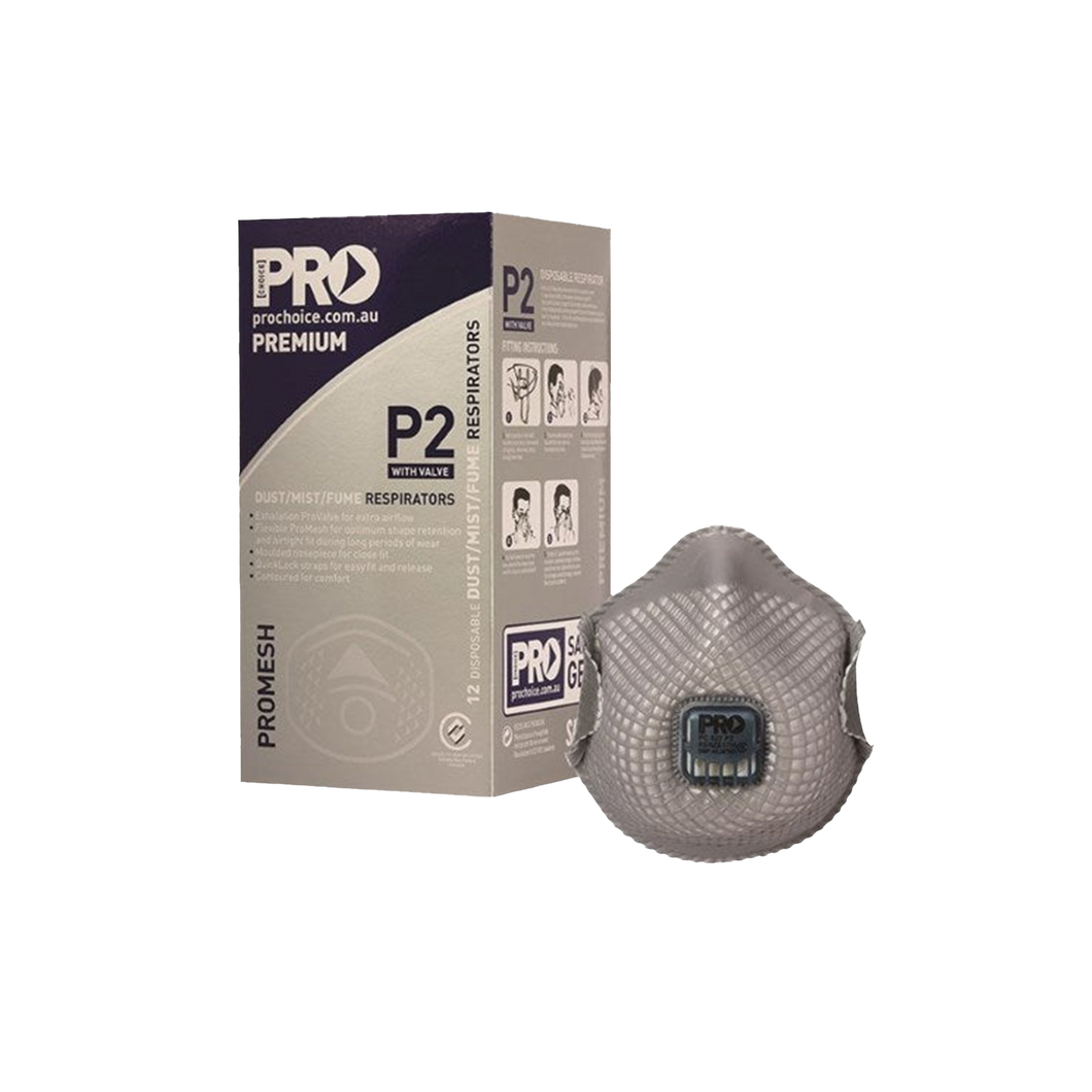 Pro Choice Dust Masks Promesh P2 + Valve - Grey - Respiratory Protection