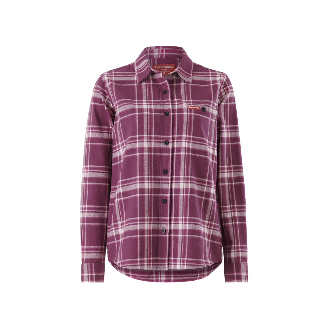 Hard Yakka Women's Check Flannie - Plum - Jackets