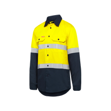 Load image into Gallery viewer, Hard Yakka Men&#39;s Long Sleeve Shirt 2 Tone Taped Vented - Yellow/Navy - Shirts
