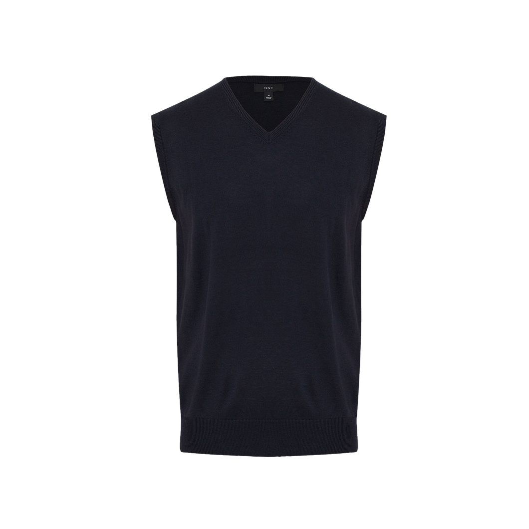 NNT Men's Acrylic V-Neck Vest - Navy - Knitwear