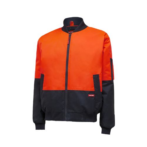 Hard Yakka Men's Core Hi Vis 2 Tone Bomber Jacket - Orange/Navy - Jackets