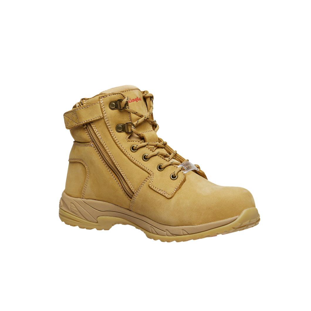 KingGee Women's Tradie Zip Sided Safety Boots - Wheat - Safety Footwear