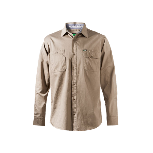 FXD Men's LSH-1 Long Sleeve Work Shirt - Stone - Shirts