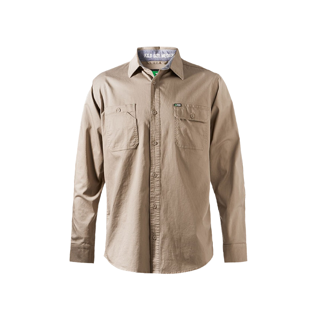 FXD Men's LSH-1 Long Sleeve Work Shirt - Stone - Shirts