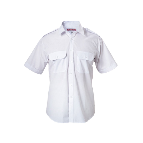 Hard Yakka Men's Foundations Poly Cotton Permanent Press Short Sleeve Shirt with Epaulettes - White - Shirts