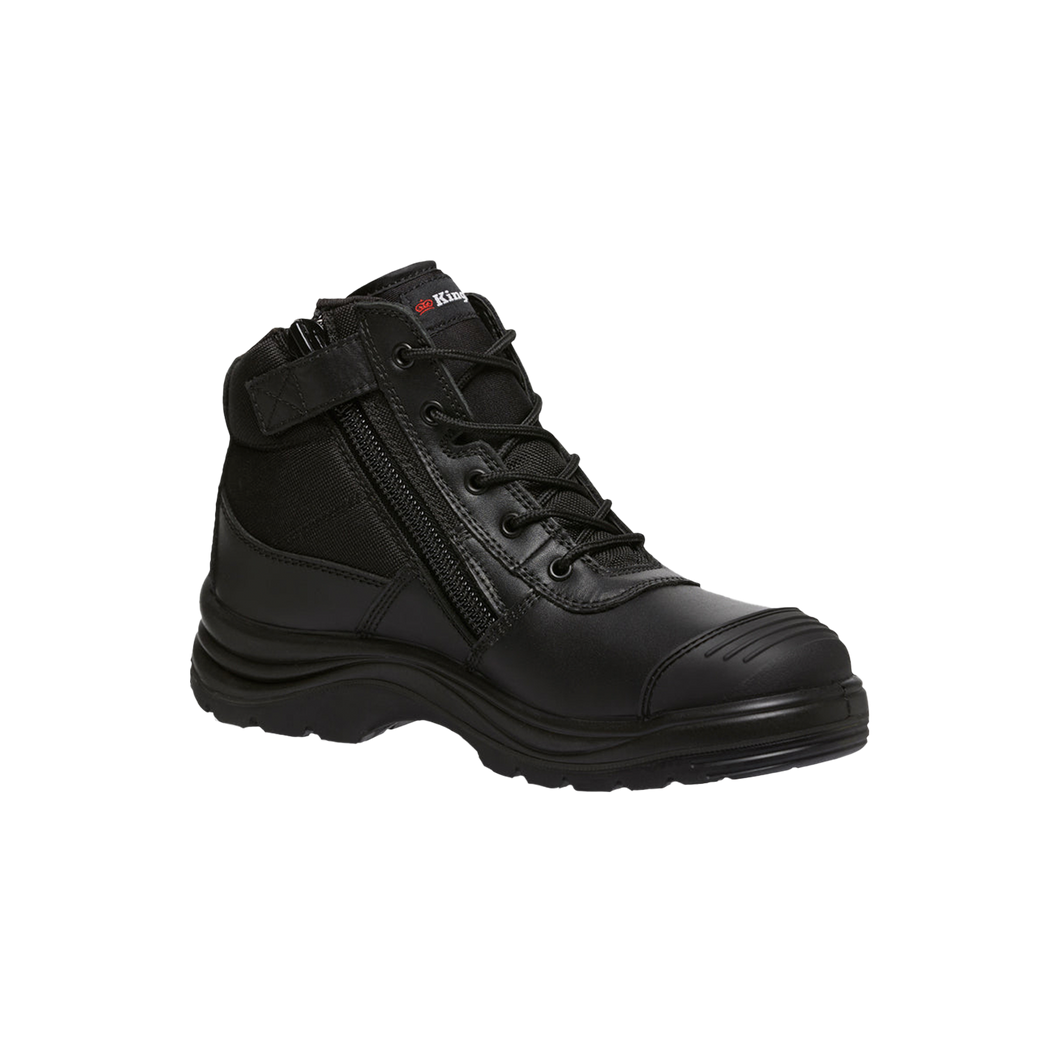 KingGee Men's Tradie Zip Sided Safety Boots - Black - Safety Footwear