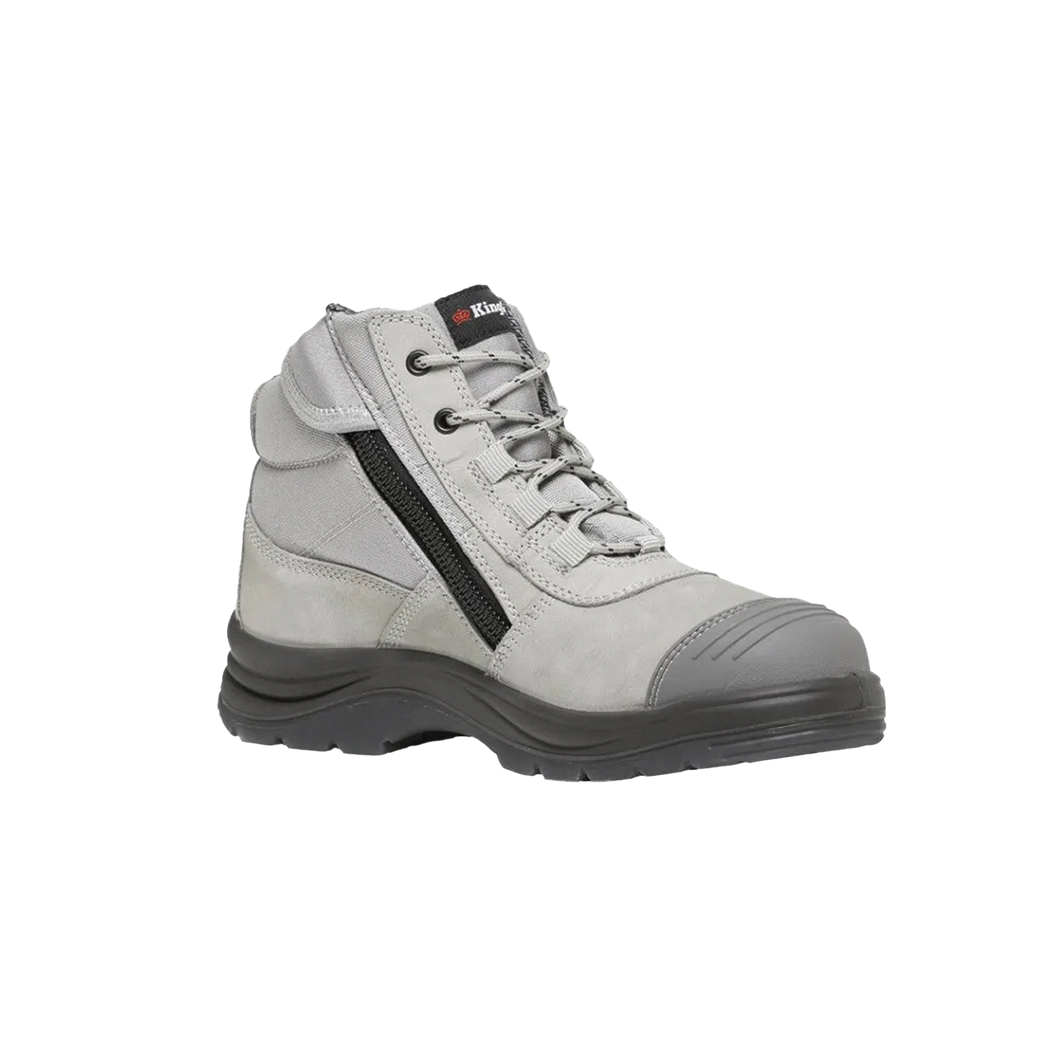 KingGee Men's Tradie ComfortMax Zip Sided Safety Boots - Cement - Safety Footwear