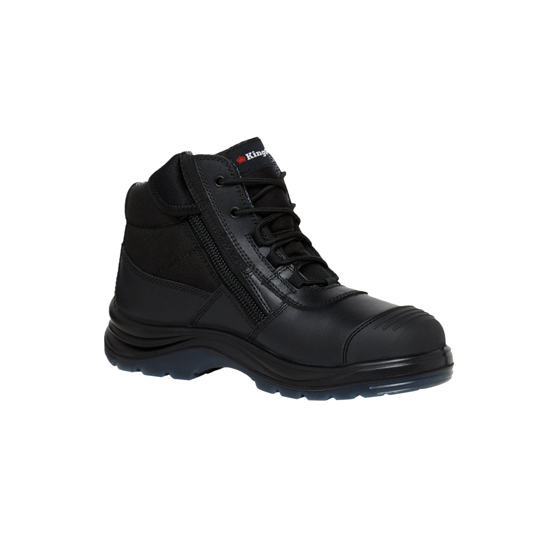 KingGee Men's Tradie ComfortMax Zip Sided Safety Boots - Black - Safety Footwear