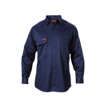 Load image into Gallery viewer, Hard Yakka Men&#39;s Foundations Cotton Drill Long Sleeve Shirt - Navy - Shirts
