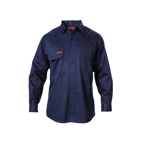 Hard Yakka Men's Foundations Cotton Drill Long Sleeve Shirt - Navy - Shirts