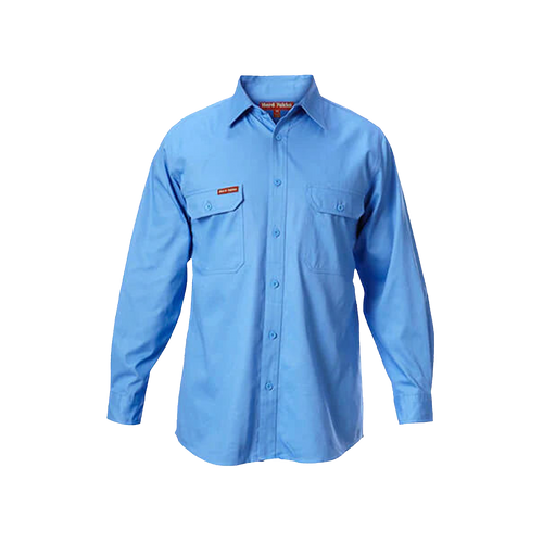 Hard Yakka Men's Foundations Cotton Drill Long Sleeve Shirt - Blue Medit - Shirts