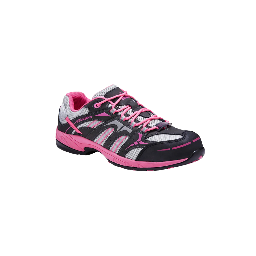 KingGee Women's Comptec G3 Sport Safety Shoe - Pink/Grey - Safety Footwear