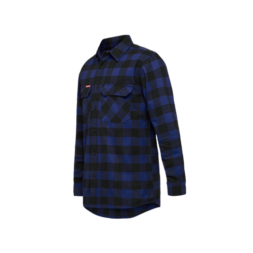 Hard Yakka Men's Foundations Check Flannel Long Sleeve Shirt - Check/Blue - Shirts