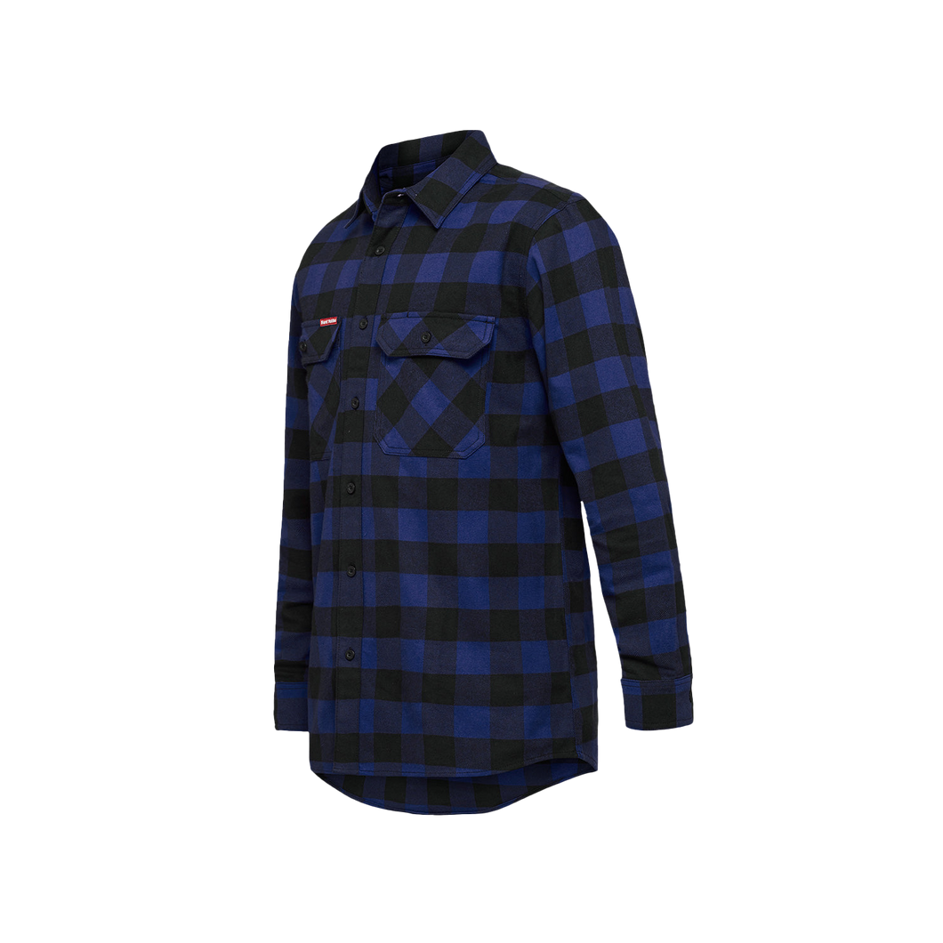 Hard Yakka Men's Foundations Check Flannel Long Sleeve Shirt - Check/Blue - Shirts