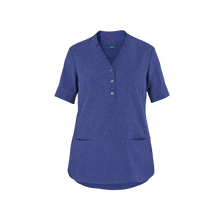 Load image into Gallery viewer, NNT Women&#39;s Polylin Short Sleeve Tunic - Mid Blue - Tunics
