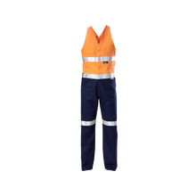 Load image into Gallery viewer, Hard Yakka Men&#39;s Foundations 2 Tone Cotton Drill Action Back Overall with Tape - Orange/Navy - Overalls
