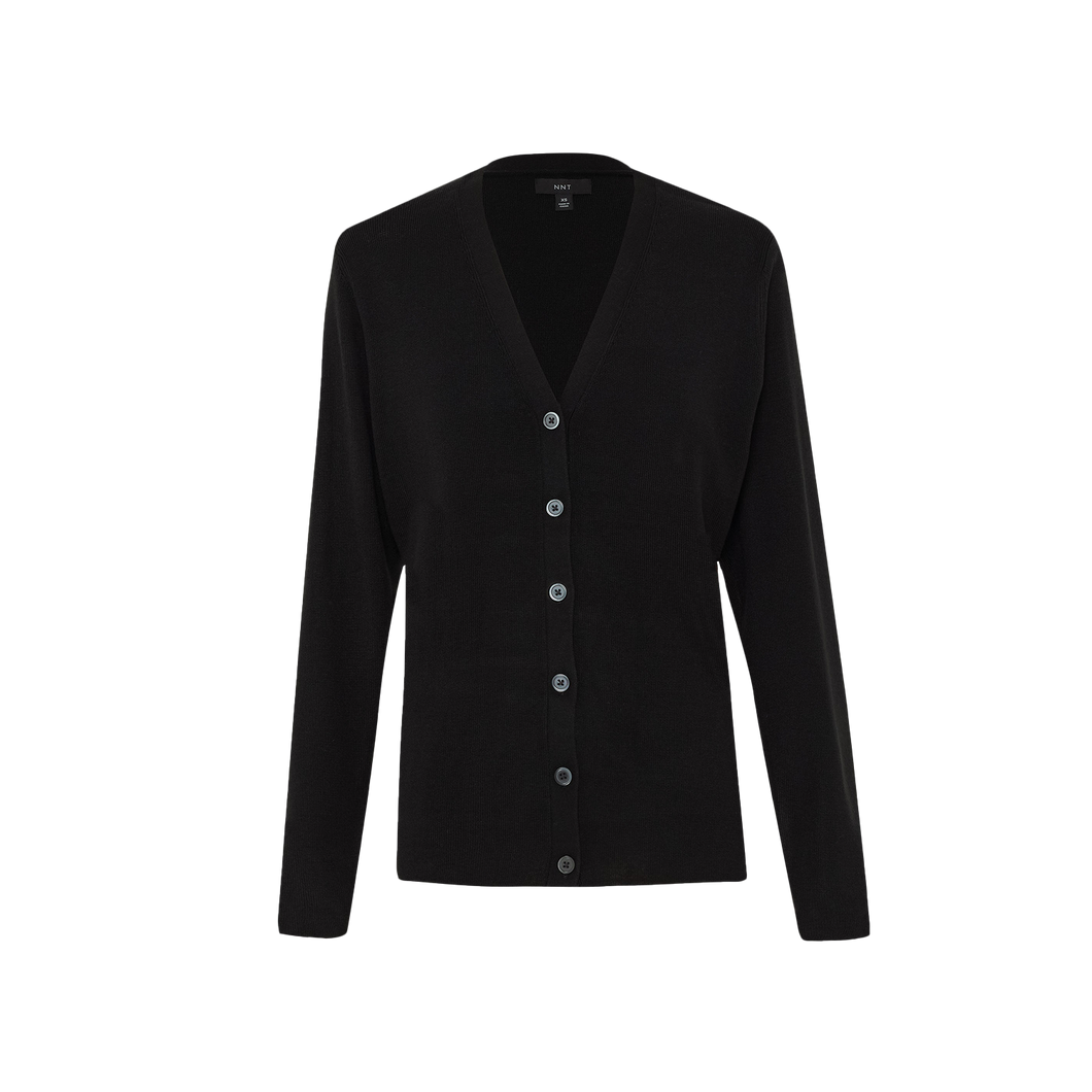 NNT Women's Acrylic Button Front Cardigan - Black - Knitwear