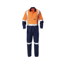 Load image into Gallery viewer, Hard Yakka Men&#39;s Foundations Hi Vis 2 Tone Cotton Drill Coverall with Tape - Orange/Navy - Overalls
