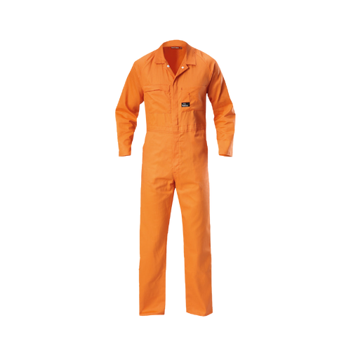 Hard Yakka Men's Foundations Lightweight Cotton Drill Coverall - Safety Orange - Overalls