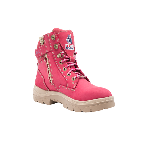 Steel Blue Women's Southern Cross Zip Ladies Steel Toe Nitrile Outsole Safety Boots - Pink - Safety Footwear