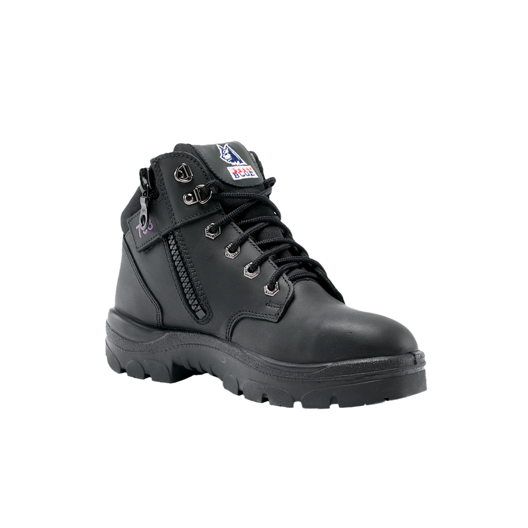 Steel Blue Women's Parkes Zip Lace Up Steel Toe Safety Work Boots - Black - Safety Footwear