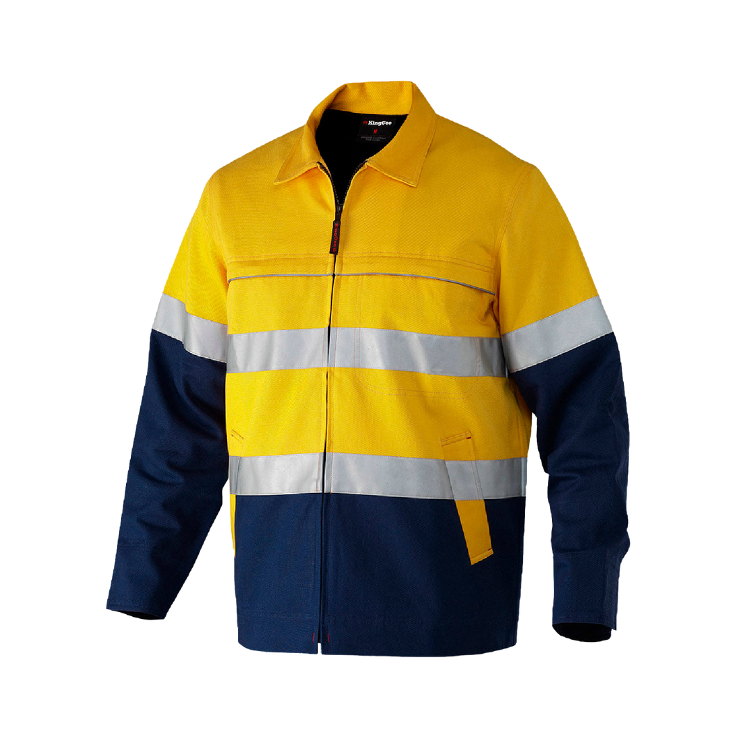 KingGee Men's Reflective Spliced Drill Jacket - Yellow/Navy - Jackets