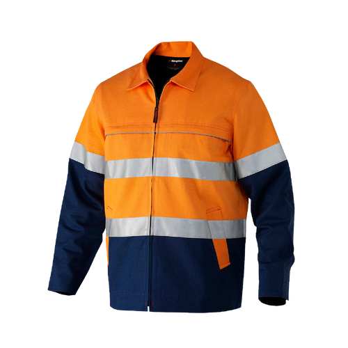 KingGee Men's Reflective Spliced Drill Jacket - Orange/Navy - Jackets