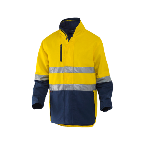 KingGee Men's Reflective 3 in 1 Cotton Jacket - Yellow/Navy - Jackets