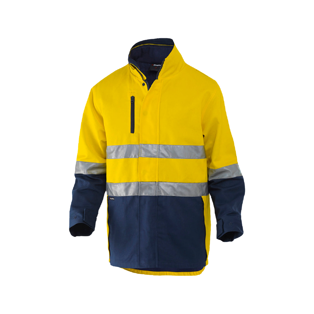 KingGee Men's Reflective 3 in 1 Cotton Jacket - Yellow/Navy - Jackets