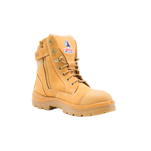 Steel Blue Men's Southern Cross Zip Steel Toe Work Boots with Scuff Cap - Wheat - Safety Footwear