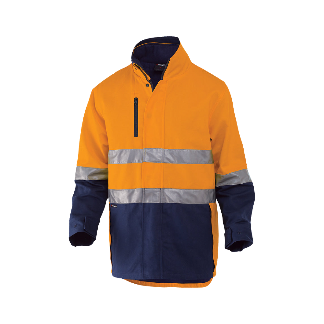 KingGee Men's Reflective 3 in 1 Cotton Jacket - Orange/Navy - Jackets