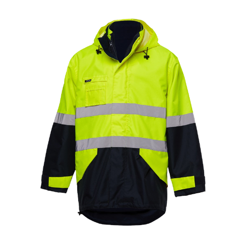 KingGee Men's 4 in 1 Waterproof Wet Weather Jacket - Yellow/Navy - Jackets