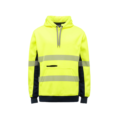 KingGee Men's Hi Vis Reflective Pull Over Hoodie - Yellow/Navy - Hoodies/Jumpers