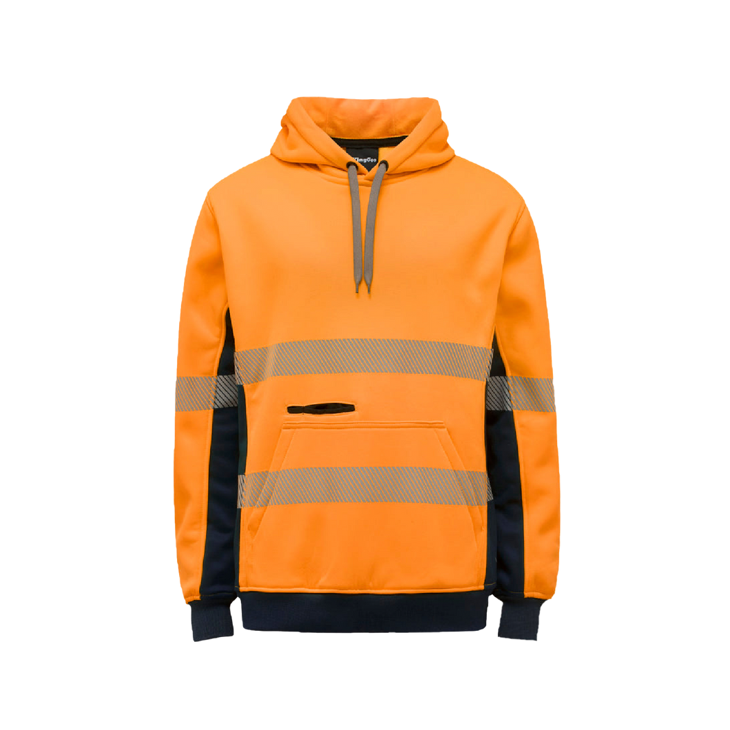 KingGee Men's Hi Vis Reflective Pull Over Hoodie - Orange/Navy - Hoodies/Jumpers