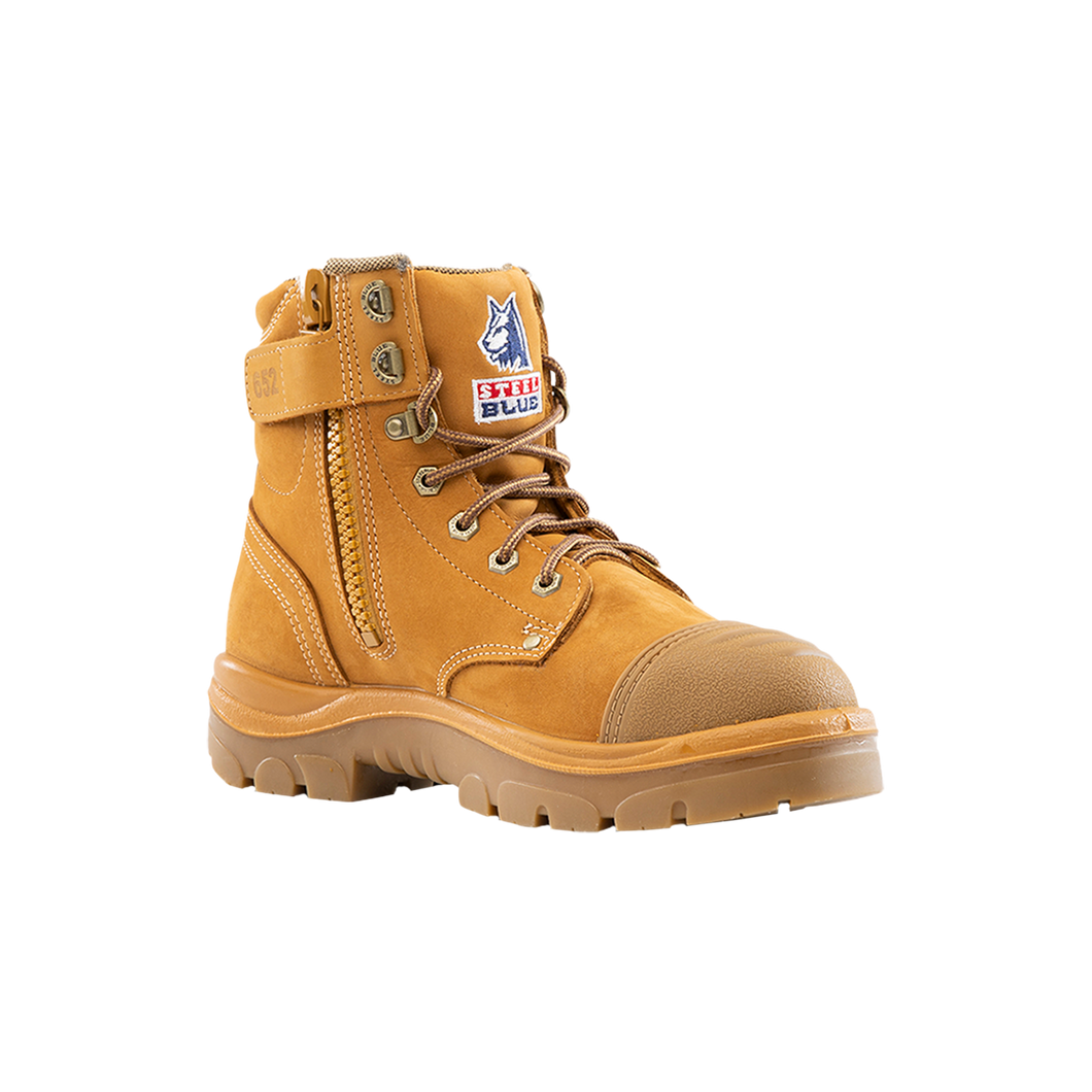 Steel Blue Men's Argyle Zip: Scuff Cap Steel Toe Work Boots - Wheat - Safety Footwear