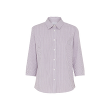 Load image into Gallery viewer, NNT Women's Avignon Fine Block Stripe Stretch 3/4 Sleeve Shirt - Violet/White - Shirts
